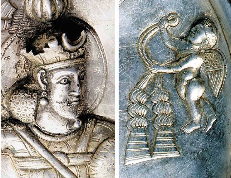 Фрагменты серебряного сасанидского блюда с изображением шаха Ездигерда I. Рубеж IV—V вв. 