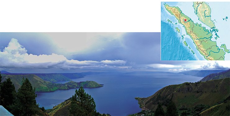 The eruption of Toba Supervolcano in north-central Sumatra, Indonesia, created Lake Toba, the largest volcanic lake on the Earth. © Creative Commons 