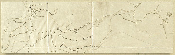 Карта оз. Кизи с обозначением бухты р. Таба и волока