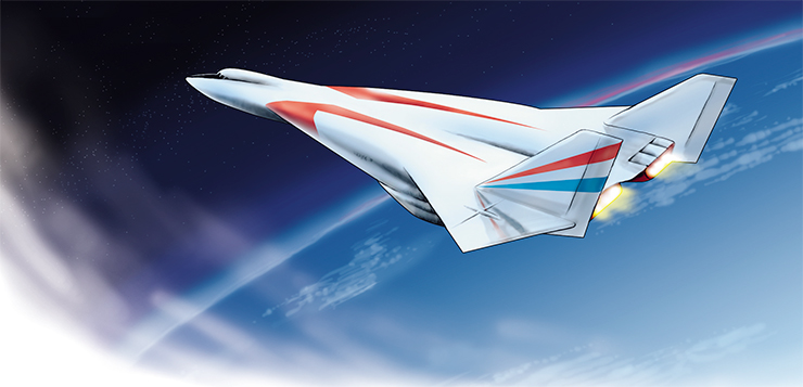 Гиперзвуковой пассажирский самолет Orient Express (США) c комбинированной силовой установкой на водороде. Планировался для перевозки 200–300 пассажиров на межконтинентальных маршрутах дальностью 9000–13000 км. Предполагалось. что он сможет преодолевать расстояние от Нью-Йорка до Парижа за 2 часа вместо 7 часов, необходимых для до­звукового Boeing-747 или 3 часов – для сверхзвукового Concorde