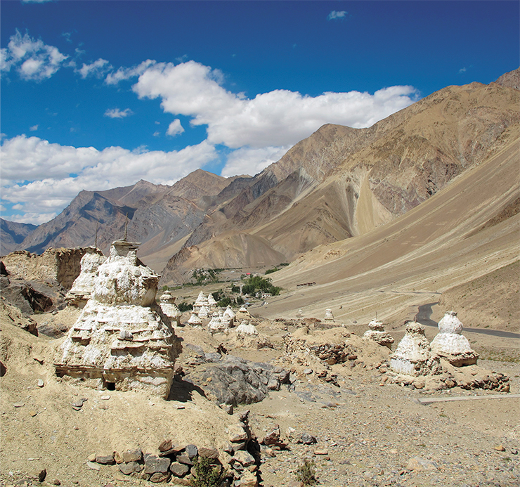 Rows of chortens, on the path to Zangla