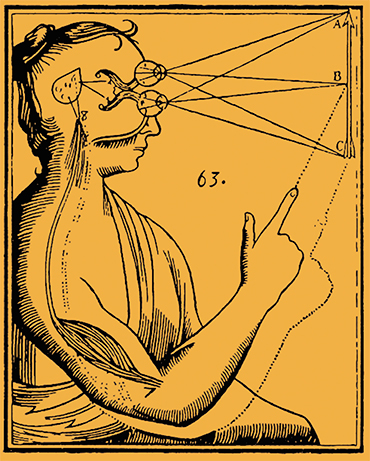 In the modern era, Rene Descartes became the first consistent advocate of the reductionist worldview to continue the tradition of the ancient philosopher Democritus. Top: a drawing from Descartes’ Treatise on Man, dedicated to the function of the pineal gland. Public domain