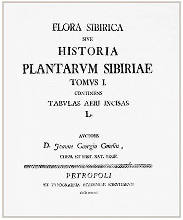 Первый том «Флоры Сибири», написанной Гмелиным на материале сибирских исследований