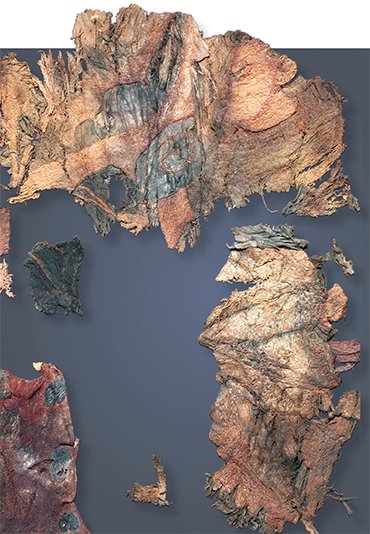 A fragment of silk fabric with embroidery. Noin Ula burial mound 20