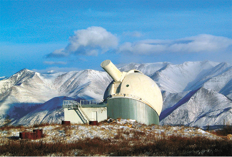 The rotating dome hides the world’s largest coronagraph of the solar observatory based in the Sayan Mountains
