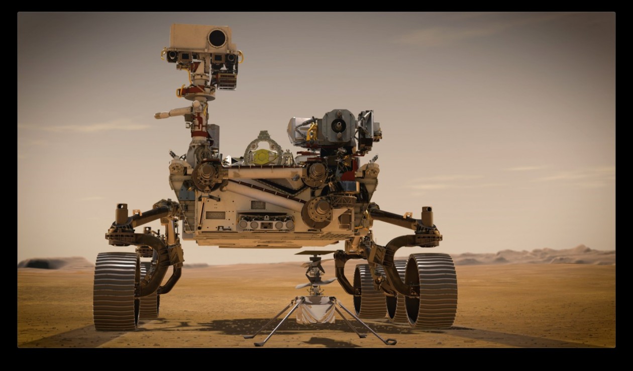 Марсоход Perseverance и вертолет Ingenuity – взгляд художника. © NASA/JPL-Caltech