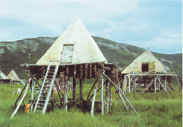 Летние жилища современных ительменов Камчатки. Фото Я. Оелкера