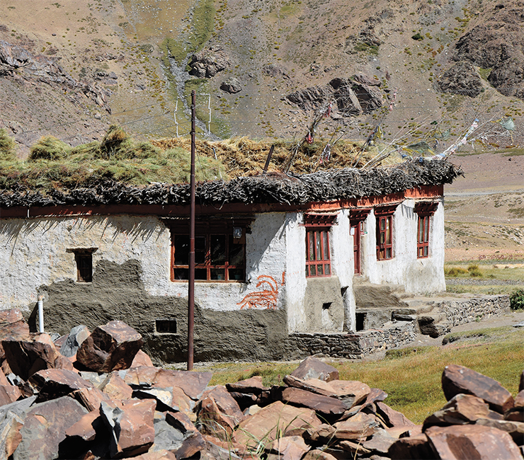 Ibex image on the wall of a village house. Zanskar, 2019