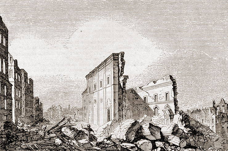 Ruins of the Church of St. Paulo in Lisbon. Copper engraving by J.-Ph. Le Bas. Museum of Lisbon. Public Domain/NISEE-PEER Library/The Earthquake Engineering Online Archive – Jan Kozak Collection (KZ723)