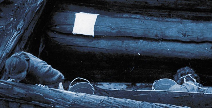 Погребальная камера с колодой, в которой лежала мумия женщины. Курган 1, могильник Ак-Алаха-3.