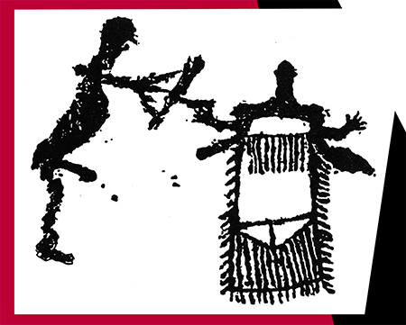 На этих древних петроглифах с Калбак-Таша – настоящей коллекции наскальных изображений в Горном Алтае (внизу), а также с различных памятников на территории Монголии (вверху) предположительно представлены ритуальные сцены эротического характера. В большинстве композиций присутствует лук со стрелами – этот элемент встречается и на панно Канцзяшимэньцзы. По: (Черемисин, 2002)
