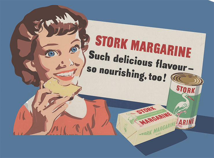 Реклама маргарина STORK («Аист»): «Такой восхитительный вкус и к тому же такой питательный»