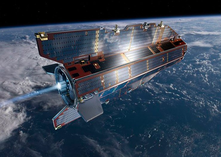 Искусственный спутник GOCE, работал в 2009—2013 гг. Фотоколлаж ESA