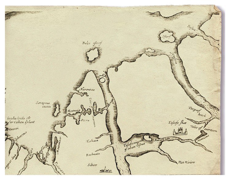 Фрагмент карты Северного берега России Исаака Массы, восточная часть