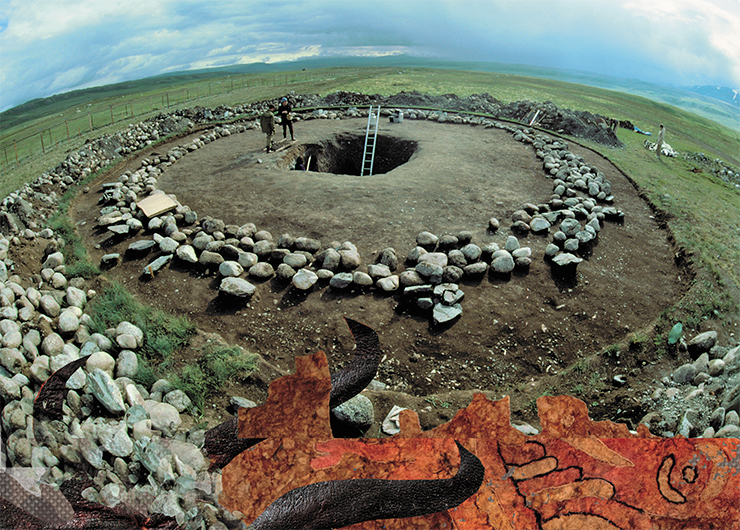Ak-Alakha-3 mound 1 with an ice-filled burial chamber that contained a larch log with the mummy of a woman, now known as the Altai Princess. Photo by G. Gerster