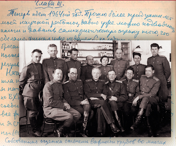 With colleagues at the Military Academy of Chemical Defense (Moscow). 1930s