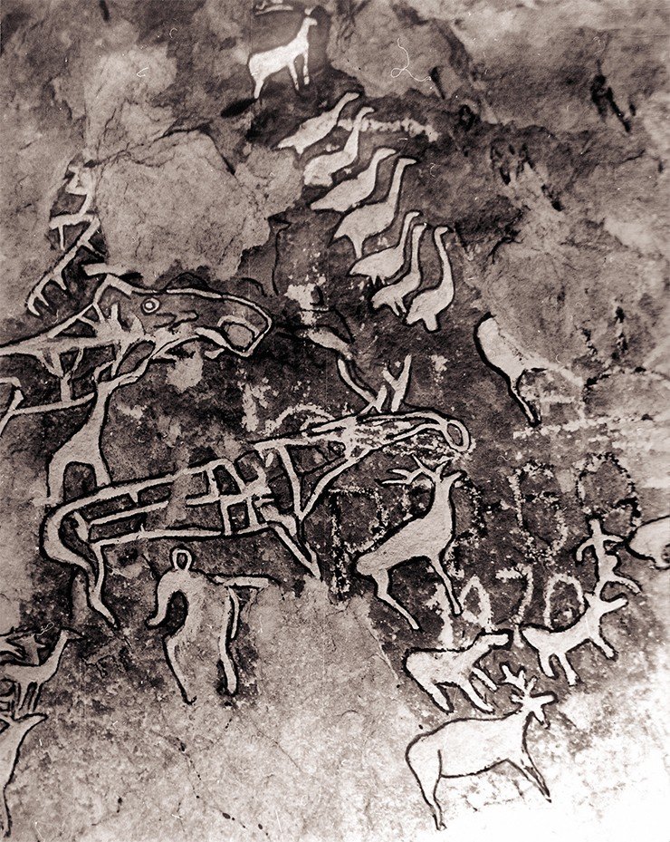 1974 г. Озеро Байкал. Бухта Саган-Заба, древние рисунки на скале