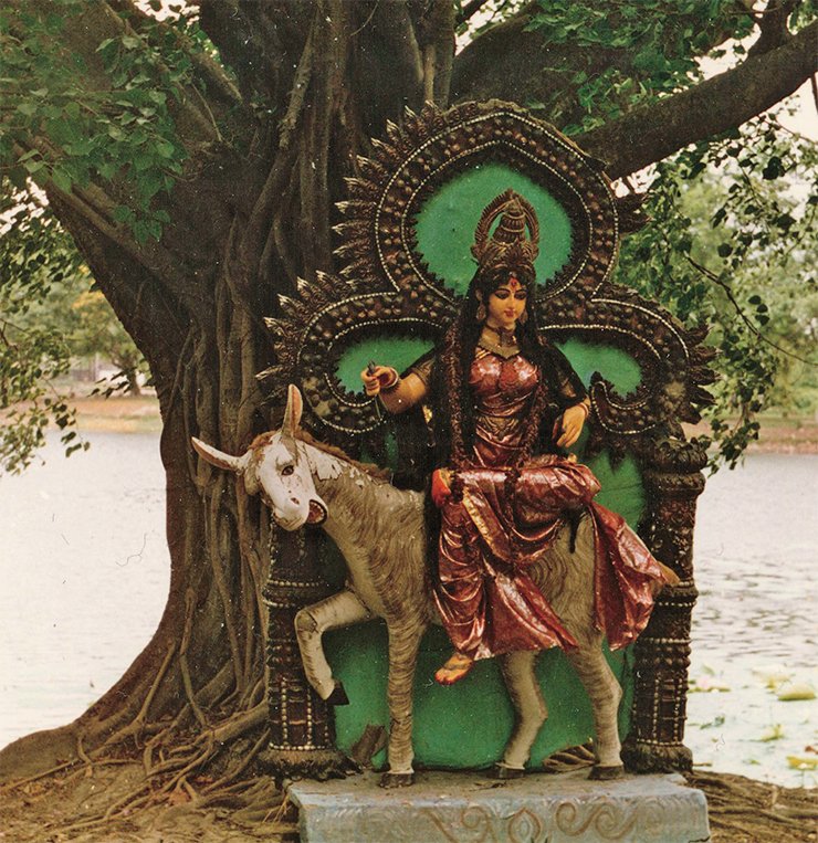 When the festival worshiping the Hindu goddess Shitala is up, her clay statue is carried to the nearest aquatic body and thrown into its water. However, its beautiful statue is sometimes just left on the bank. India, Calcutta (presently Kolkata). 1995. Photo by the courtesy of Ya. Vasil’kov. Collection of the Museum of Anthropology and Ethnography (Kunstkamera), Russian Academy of Sciences, St. Petersburg, Russia