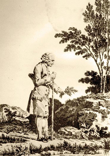 Руссо, собирающий гербарий. Гравюра из издания Correspondance de J.-J. Rousseau (T. XIX. Pl. 1)
