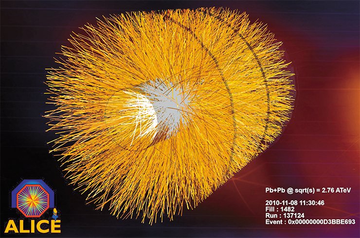 A collision of lead ions provides extensive scientific information: the image obtained by the ALICE detector of the Large Hadron Collider (CERN) shows a large number of traces of the products of the collision of two ions. Such experiments require the maximum possible focusing of ion beams, which cannot be ensured without using the method of electron cooling. © 2010 CERN