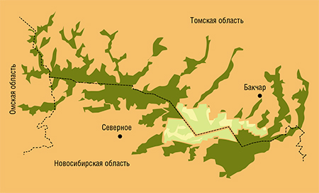 Заповедник «Васюганский» расположен в водоразделе Обь-Иртышского междуречья, на территории двух соседних областей – Томской и Новосибирской. Он занимает примерно десятую часть Большого Васюганского болота – более 614 тыс. га