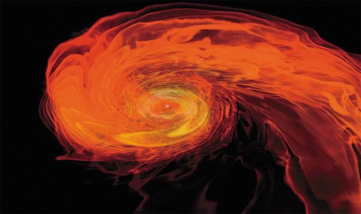 One of the most impressive events in the universe – two neutron stars collide and merge to form a black hole. Computer simulation. © NASA Goddard