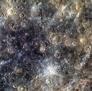 On the planets lacking an atmosphere (such as Mercury) or having a considerably thinner atmosphere as compared with the Earth (for example, Mars), the meteorite craters are formed also by the impacts of much smaller and less strong bodies as compared with those making craters on the Earth. Meteorite craters on the surface of Mercury.Image from Messenger spacecraft. Credit: NASA/Johns Hopkins University/APL/Carnegie Institution for Science