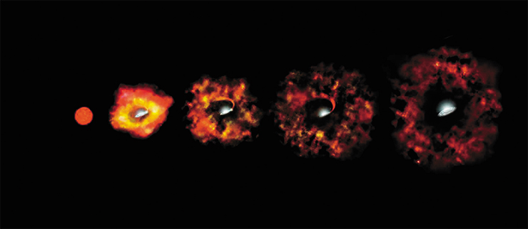 Каждые две секунды во Вселенной взрывается сверхновая. Но некоторые чрезвычайно массивные звезды заканчивают свою жизнь с образованием черной дыры. Пример – звезда N6946-BH1, которая была в 25 раз массивнее нашего Солнца. В 2009 г. она начала слабо светиться, но уже в 2015 г. ее не удалось обнаружить. В итоге исследователи пришли к выводу, что она должна стать черной дырой. © NASA/ESA/P. Jeffries (STScI). По: (Левин, 2019)