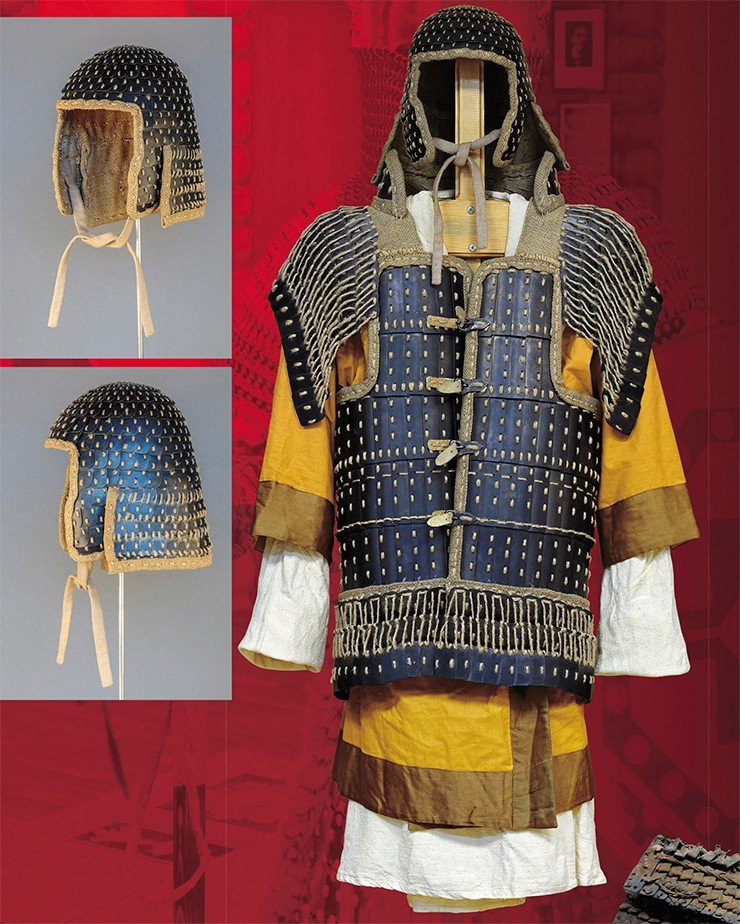 A scholarly historical reconstruction of the helmet and armor of a Xiongnu warrior of the 1st century BC to the 1st century AD, based on materials recovered from the Ershijiazu settlement site near the city of Hohhot (Inner Mongolia, China)