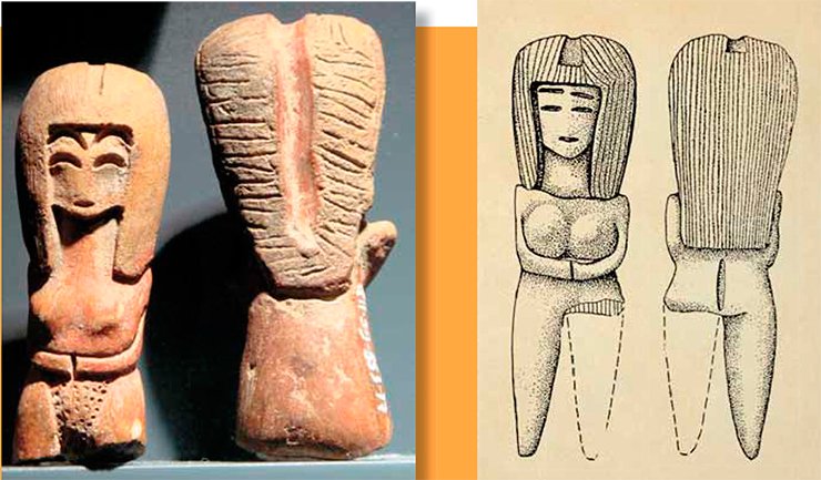 Clay female figures are one of major similar traits in Jomon and Valdivia cultures. They are referred to as dogu in Japan and Valdivia Venuses in Ecuador. Photo: Ceramic figures discovered on the Valdivia archaeological site. Above and left: Valdivia Venuses. Simon Bolivar Culture Center, Guayaquil, Ecuador Photo by the courtesy of A. Tabarev Drawing by Yu. Tabareva