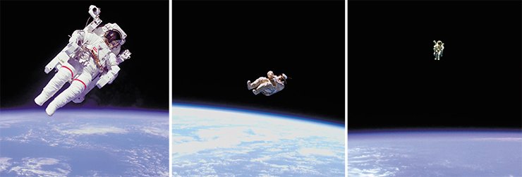 Сила космического прилива превзошла силу гравитационного притяжения к космической станции, и оторвавшийся космонавт с ускорением уносится в пространство
