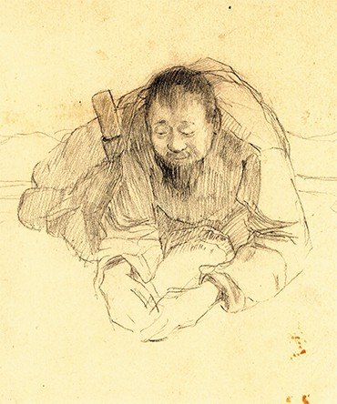 Рисунок с изображением якута. Бумага, карандаш. СПб филиал Архива РАН