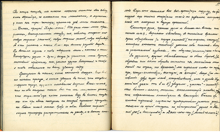 Страницы из дневника П. К. Козлова. Запись от 31 марта 1908 г. Архив РГО, Ф. 18, оп. 1, д. 154. Л. 86–87