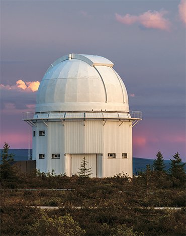 Asteroid 2012 DA14 was also successfully observed with the AZR 33IK telescope of the Sayan Observatory with the Institute of Solar-Terrestrial Physics, Siberian Branch, Russian Academy of Sciences. This is the only infrared telescope (principal mirror diameter, 1.7 m, and focal length, 30 m) in Russia intended for recording reflection and emission characteristics of celestial objects in the near-Earth space in the range of 0.3—25 µm (including daytime conditions). Photo by the courtesy of V. Korotkoruchko