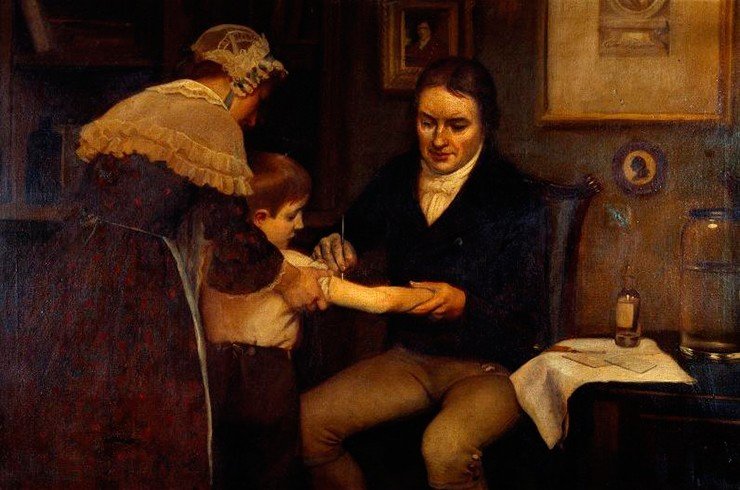 Прививка от оспы Джеймсу Филипсу в 1796г. Художник Э. Боард