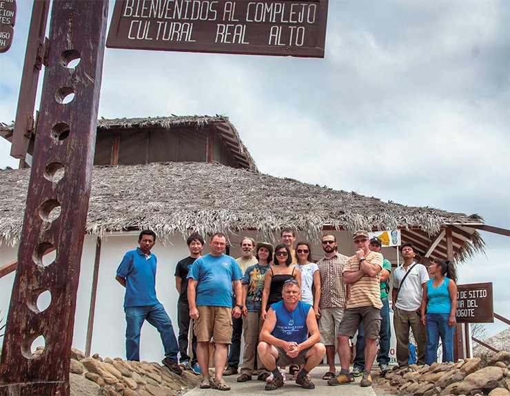 The archaeological expedition team at their camp in the Real Alto museum complex