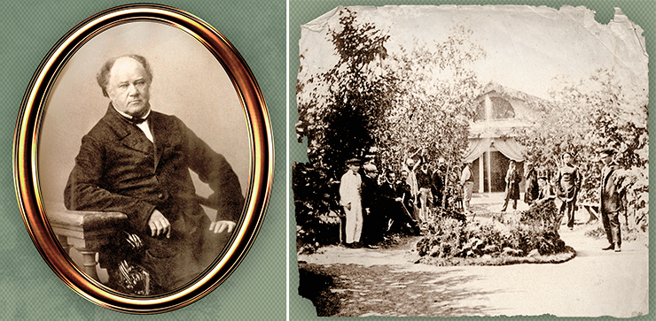 Купец 1-й гильдии В. Н. Баснин. Москва. 1860 г. Фото К. А. Бергнера. ИЗО ГИМ (Москва). «Баснинский сад» во многом соответствовал критериям ботанического сада, представляя собой коллекцию документированных растений с этикетками на русском и латинском языках. Он включал в себя большой оранжерейный комплекс из трех соединенных между собой стеклянных оранжерей и парников общей длиной около 70 м. Сам сад, где росли растения открытого грунта, занимал не менее 5 тыс. м2. Он был любимым местом отдыха иркутян, где собиралось много гуляющих (Кузеванов, 2011). Справа – продольная аллея сада Басниных. 1869 г. Фото из архива Зенковича