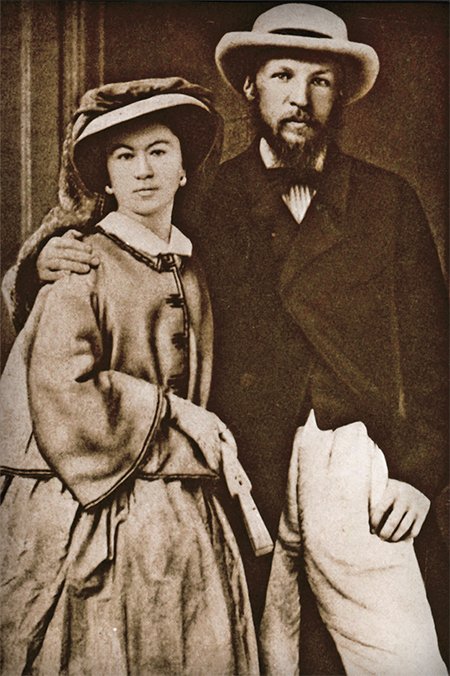 D. I. Mendeleev with his first wife Feozva Nikitichna (nee Leshcheva) during the wedding trip to Europe in 1862. A 28-year old scientist is already the author of a well-known textbook on organic chemistry for which he was awarded the Demidov Prize by the Academy of Sciences. It was quite enough for the wedding and a trip around the places he had visited during his internship. D. I. Mendeleev Museum & Archives, St Petersburg State University