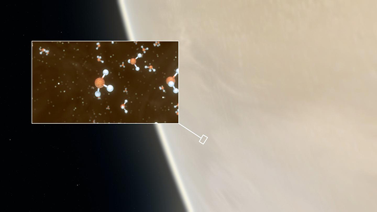 Фосфин в атмосфере Венеры – взгляд художника. Credit: ESO/M. Kornmesser/L. Calçada & NASA/JPL/Caltech